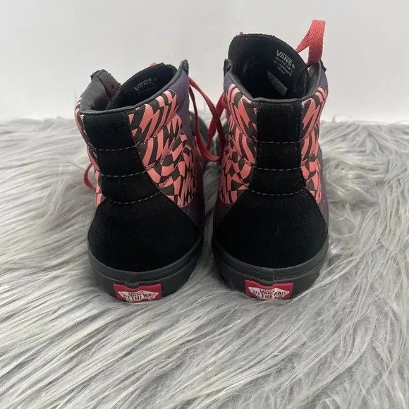 Vans Sk8 Hi Reissue Checkerboard Warp Black Paprika Pink Purple Shoes Women 10.5 - Picture 5 of 10